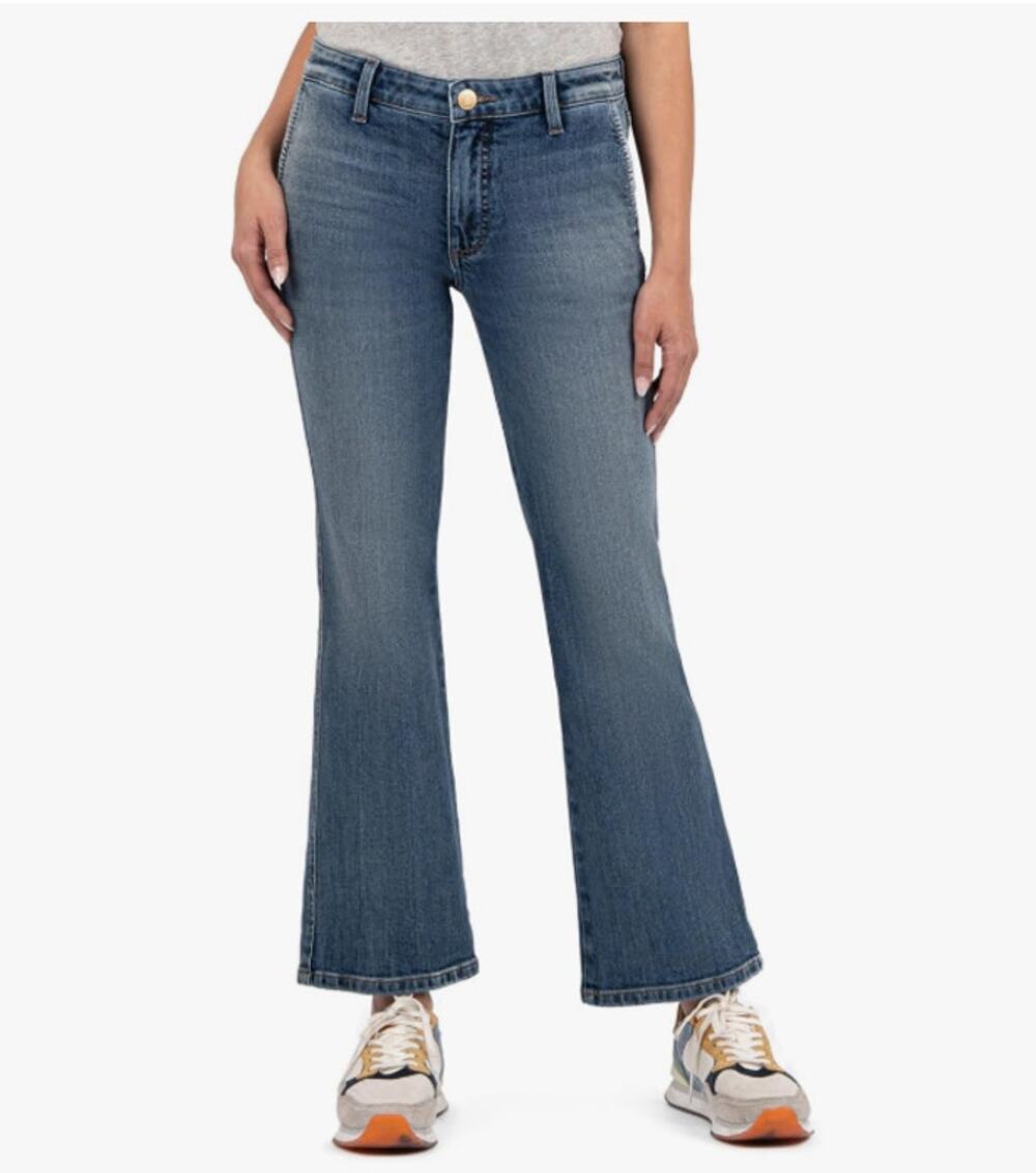 KUT FROM THE KLOTH Women's Kelsey Flare Ankle Jeans Size 12 Blue Mid Rise NWT